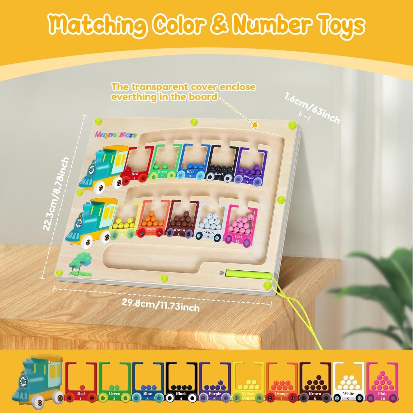 Magnetic Color & Number Maze Montessori Wooden Puzzle Game Board - Gadgetbro