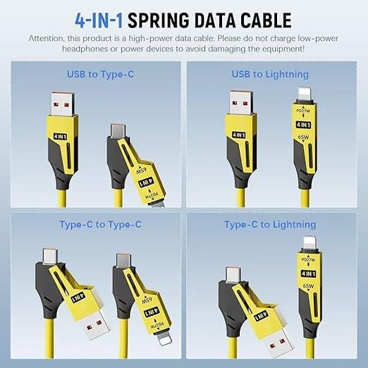 4 in 1 Spring Data Cable - Gadgetbro