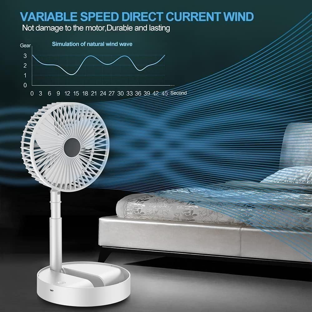 Adjustable Height Telescopic Rechargeable Standing Fan Rechargeable Pedestal Fan - Gadgetbro