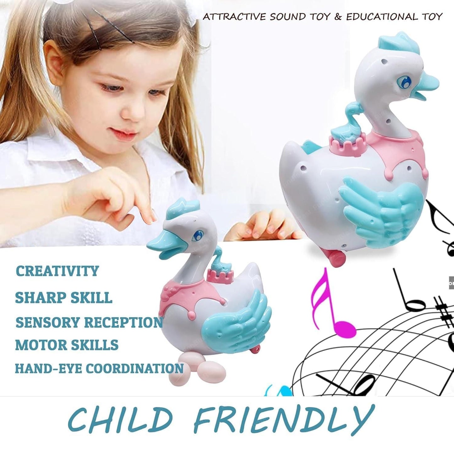 Swan Lay Egg Toy for Kids - 360 Degree Rotation - Gadgetbro