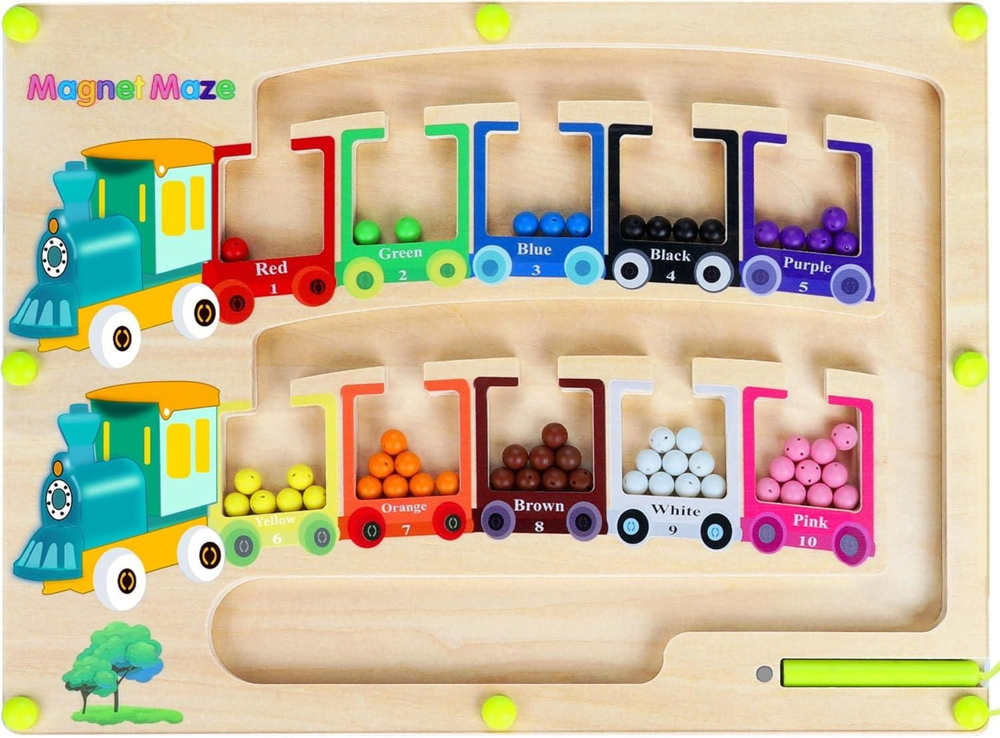 Magnetic Color & Number Maze Montessori Wooden Puzzle Game Board - Gadgetbro