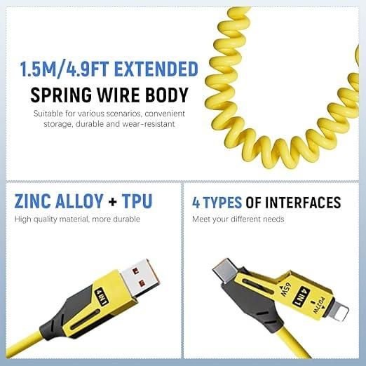 4 in 1 Spring Data Cable - Gadgetbro