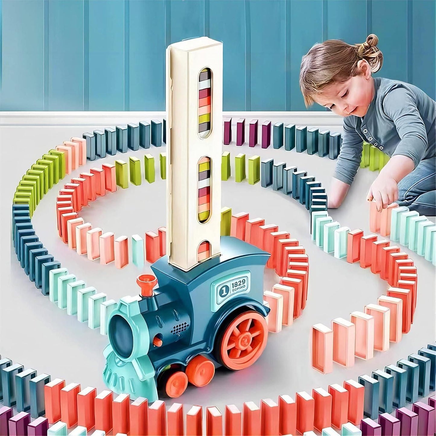 Train Toy Domino Set for Kids BPA Free Plastic with Sound Effects - Gadgetbro
