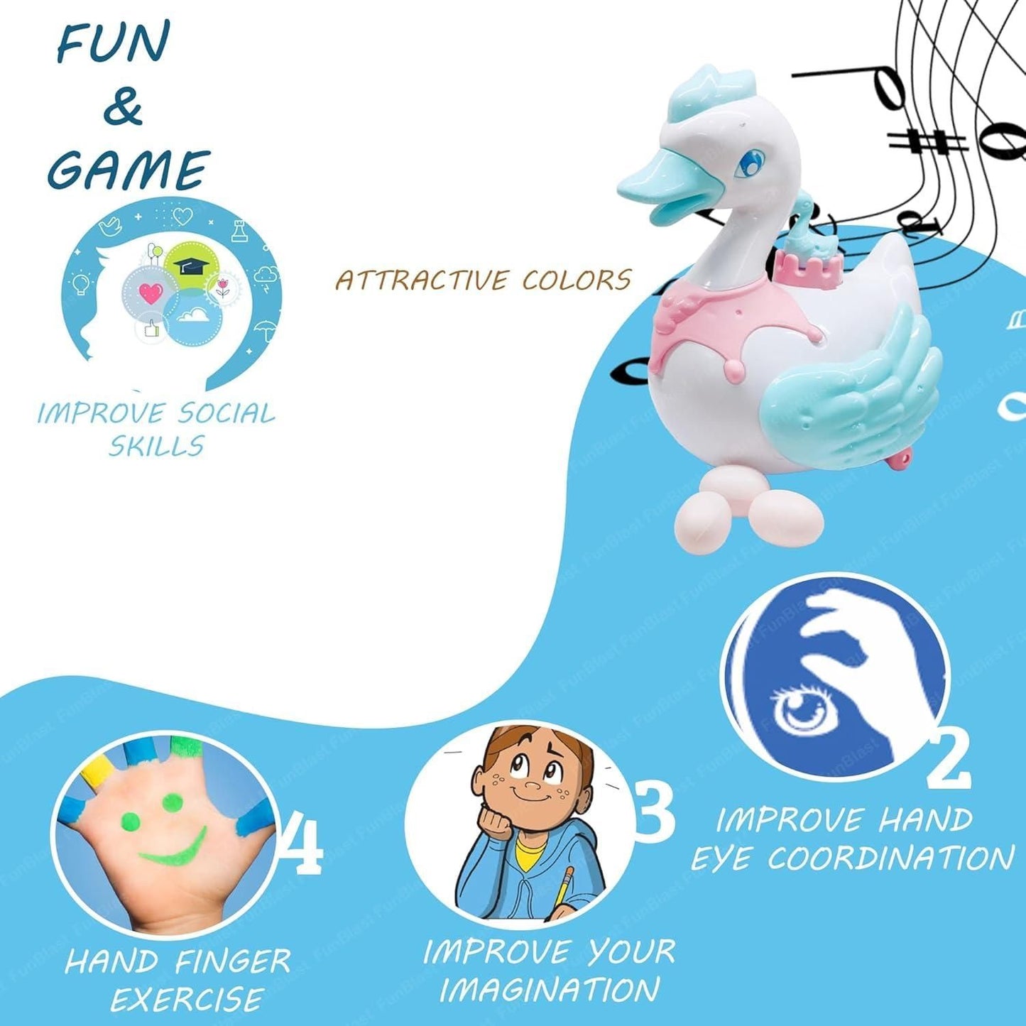 Swan Lay Egg Toy for Kids - 360 Degree Rotation - Gadgetbro